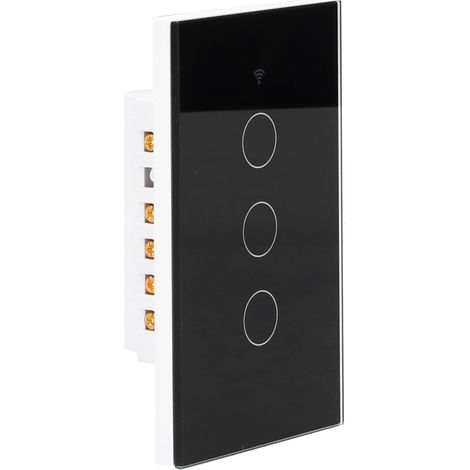 Interrupteur tactile intelligent avec télécommande, triple, norme américaine, compatible Tuya Zigbee 100–240 V, noir (1/5)