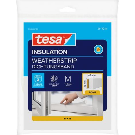 INSULATION Calfeutrer - Joint mousse pour isoler les fentes dans la maison, adhésif - Blanc - 10 m x 15 mm x 5,5 mm (1/4)