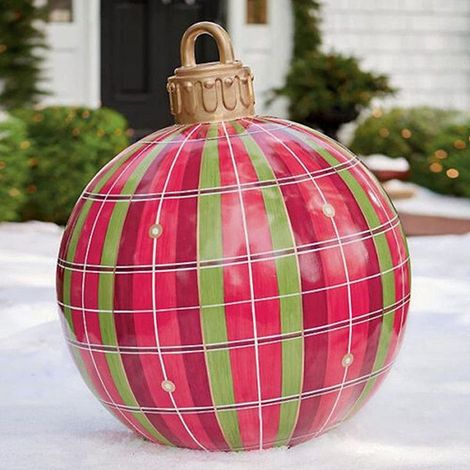 Giant 60cm Christmas bauble, transparent bauble, giant inflatable Christmas baubles, outdoor inflatable Christmas bauble decoration, PVC Christmas decorations (E) (1/5)