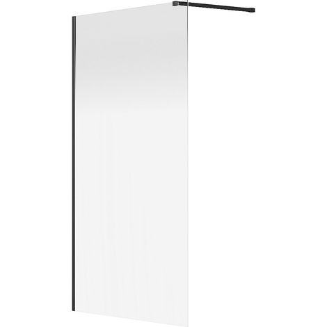 Parete da doccia walk-in effetto nebbia 120 x 200 cm Nero opaco  - POMARO