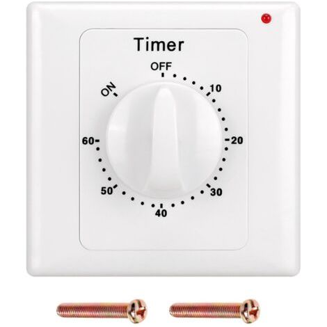 Interrupteur de compte à rebours : minuterie 60 minutes interrupteur d'éclairage avec minuterie, protégé contre l'eau, Creuser des trous pour l'installation pour salle de bain, ventilateur (1/4)