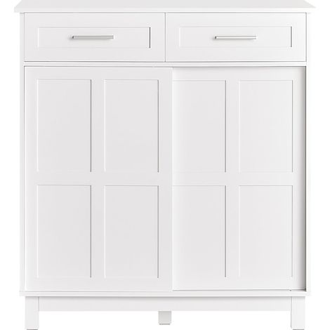Credenza Con Ante Scorrevoli, Mobile Da Cucina, Armadio Da Soggiorno, Buffet Bianco 80x40x85cm FSB84-W SoBuy (1/5)