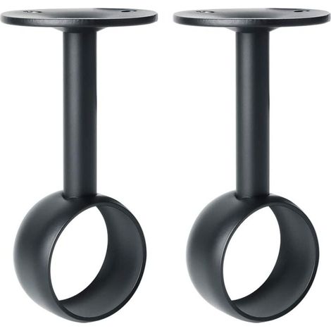 Support de Tringle à Rideaux Support Tringle Penderie avec Vis Support de Plafond pour Rideau et Armoire, Noir Mat en Acier Inoxydable, Diamètre 32 mm, 2 Pcs (1/4)