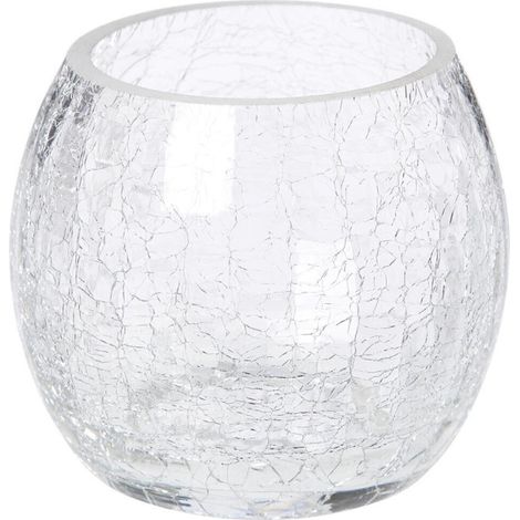 Photophore en Verre "Craquelé" 7cm Transparent