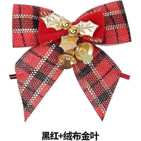 5 pendentifs sapin de Noël avec clochettes et nœud de Noël H (1/4)