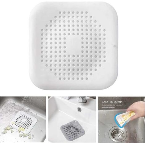 Filtre pour évier, douche et baignoire - Couvercle de crépine en silicone blanc (1/5)