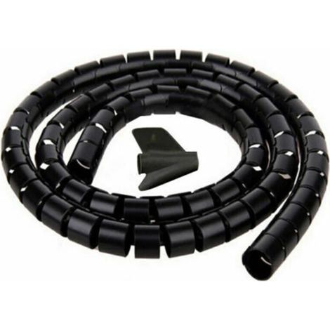 Gaine de gestion de câbles, 2 m - 16 mm de diamètre, noire, gaine flexible de 2 m pour organiser ou dissimuler les câbles TV et PC, Cab Noir (1/5)
