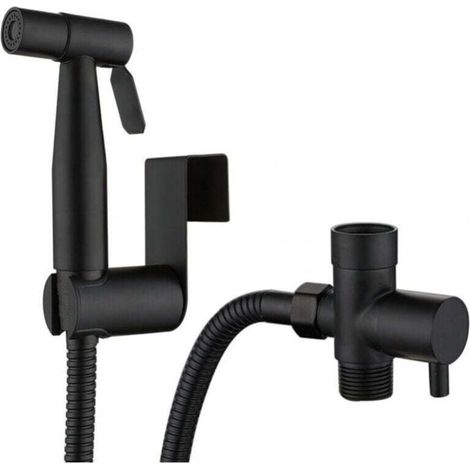 Doccetta a mano per il bagno, set doccia a mano per il bagno, soffione doccia con tubo flessibile, nero (1/4)