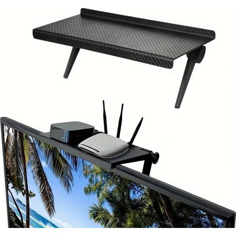 1 support TV en fibre de carbone sans perçage, routeur et support de boîte de câbles, organisateur d'étagère pour salon et bureau à domicile, 1 pièce (1/5)