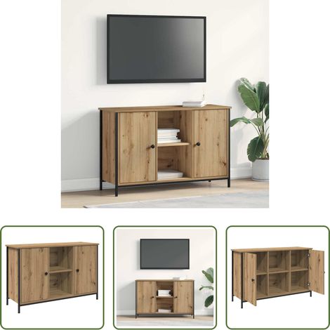 Meuble tv moderne - Ensemble meuble TV Chêne artisanal 101 x 35 x 65 cm (1/5)