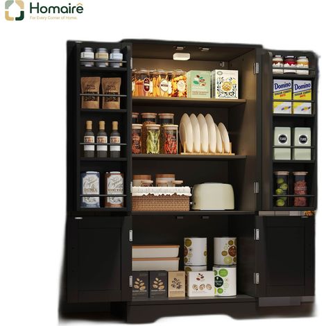 Buffet noir avec rangement et port USB en mdf 60 x 40 x 120 cm HOMAIRE (1/5)