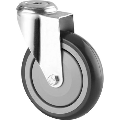 Roulette pivotante ø100 ou 125 - Fixation : Avec platine 77 x 67 mm - Charge : 70 kg - Hauteur : 135 mm - Diamètre : 100 mm - Blocage : Sans - TENTE (1/5)