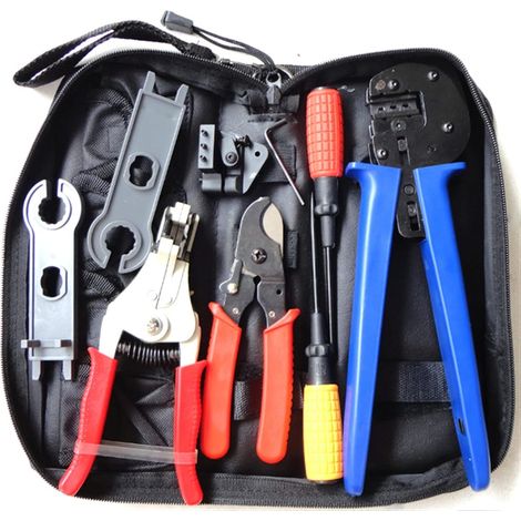 Pince à dénuder Kit d'outil à sertissage solaire Kit à sertissage multi-électriques Couper de strip-teasper Set serrure Tool Solar PV Câble Strip et jeu de coupe (1/5)