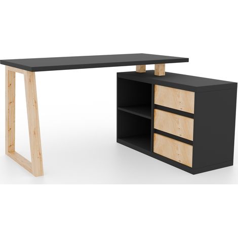 Bureau d’angle WOKY – Rangement intelligent-Noir (1/3)