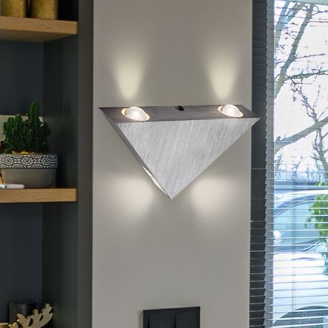 Wandlampe Flurleuchte LED Wandleuchte Schlafzimmerlampe schwarz, Aluminium, 3x LED warmweiß, LxBxT 16,5x9x3