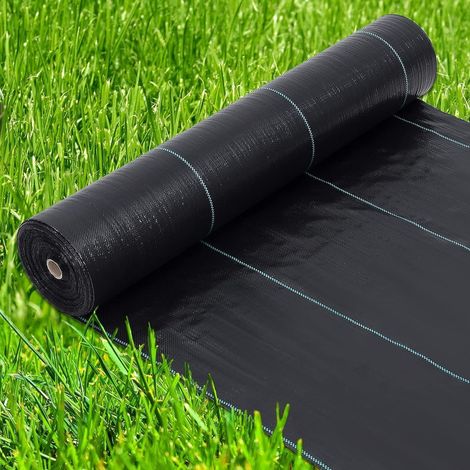 Paillage pour plante,Toile de paillage,Géotextile Toile Anti-Mauvaises Herbes en Non tissé 90g/m2 NOIR UV 6.5FTx330FT (1/5)