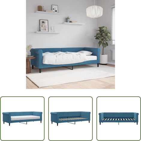 vidaXL Canapé - Lit de jour avec matelas bleu 80x200 cm velours (1/5)