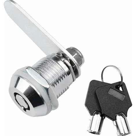 Serrure de sécurité en alliage pour porte d'armoire boîte aux lettres meuble avec 2 clés 20 mm Argent (1/3)