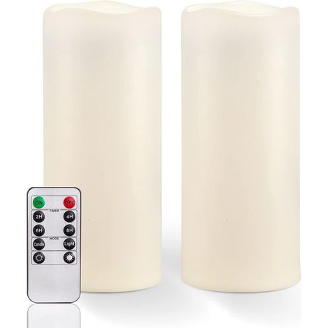 24,2 cm X 10 cm Große LED Kerzen, Wasserdicht Outdoor mit Fernbedienung Timer Funktion LED-Stumpenkerzen, Elektrische, Flammenlose Stabkerzen, Langlebig, 2er-Set