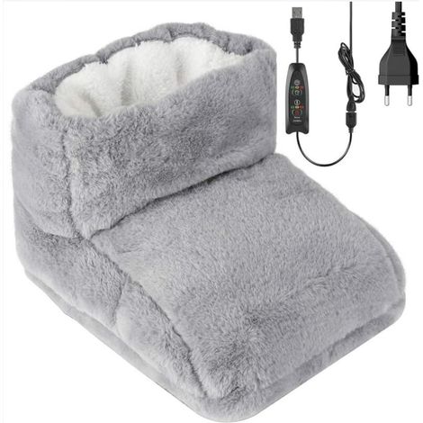 Chauffe-pieds électrique, couverture chauffante, chauffe-pieds électrique avec doublure lavable, réglage de la température par télécommande, 3 niveaux de chaleur, gris - RAPANDA