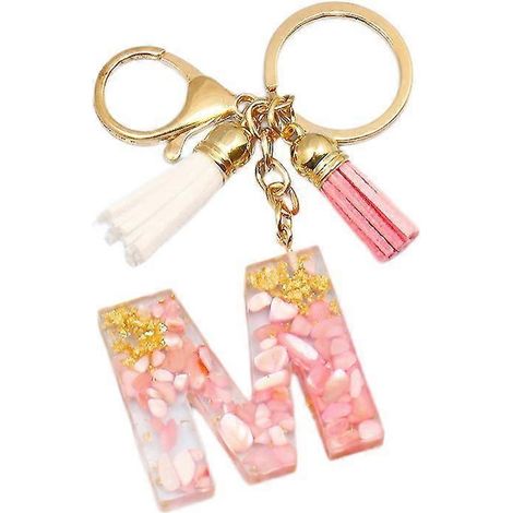 Porte-clés initial mignon, lettre AZ, paillettes scintillantes, accessoire de sac haut de gamme (M, 2 pièces) (1/2)