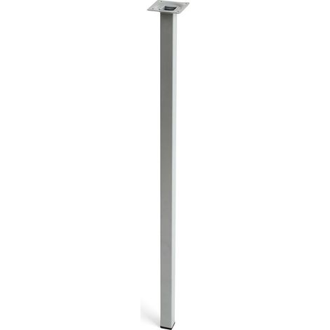 Pata de acero cuadrada con una altura de 700 mm y acabada en cromo mate líquido. Dimensiones: 25x25x700 mm -