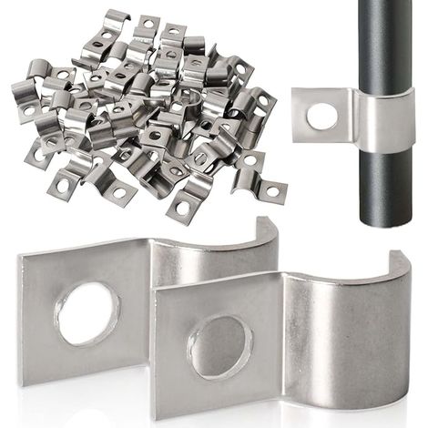 40 Pièces Attache de Fixation pour Tube en U, Collier de Serrage Inox Clips Cable Monotrou Collier de Fixation Ø 10 mm, pour Tuyaux (1/5)