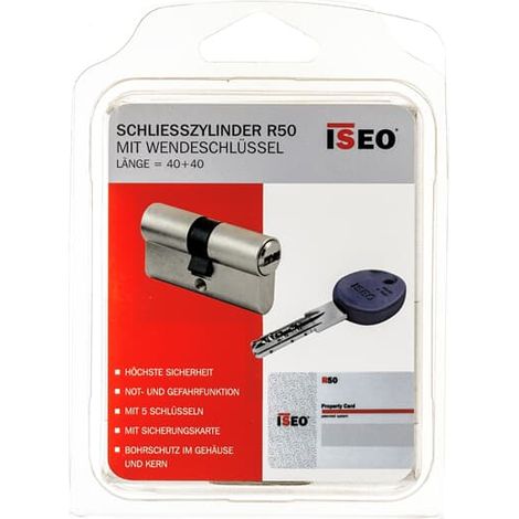 ISEO Schließzylinder R50 mit Wendeschlüssel, Länge = 40+40, mit 5 Schlüsseln