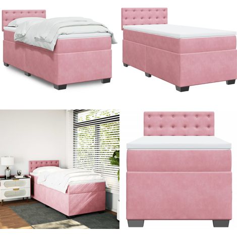 Boxspringbett mit Matratze Rosa 100x200 cm Samt - Samtbett - Boxspringbett - Doppelbett - Rosa Bett - Schlafzimmermöbel - Home & Living (1/5)