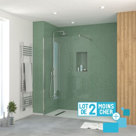 Lotto di 2 pareti doccia 120x195cm Vetro Temperato 5 mm - Profili e Barra di supporto Cromati