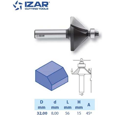 fraise à chanfreiner carbure Izar 45° + roulement guide copieur