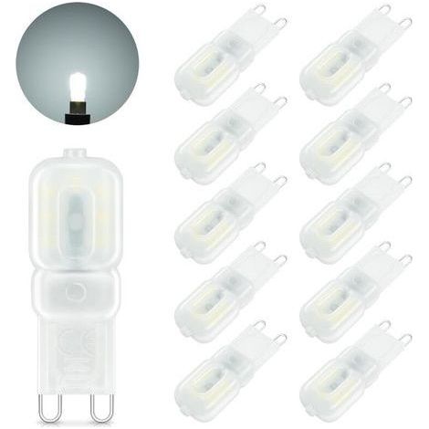 Ampoule LED G9, 3W Equivalent 30W Halogène Lampe, Blanc Froid 6000K, 300LM, Mini LED G9 Lampe Sans Scintillement, Non Dimmable, Angle du faisceau 360° pour Chambre Salon Cuisine, lot de 10 (1/4)