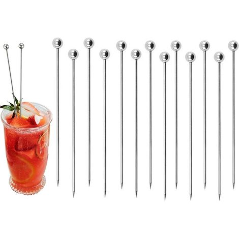 Lot de 20 baguettes à cocktail QttvbTna, acier inoxydable, argentées, 108 x 5 mm (1/5)