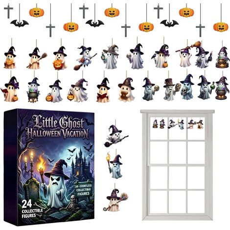 Calendrier de l'Avent Halloween en acrylique 2D avec pendentif fantôme plat (1/5)