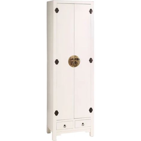 Vestiaire blanc compact 2 portes et tiroirs esprit asiatique CALINDI