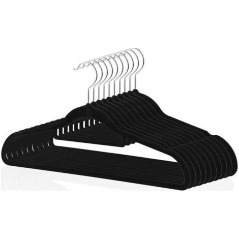 Cintres en velours de qualité supérieure (lot de 10 noirs), cintres antidérapants, crochet pivotant à 360 degrés Stron (1/4)