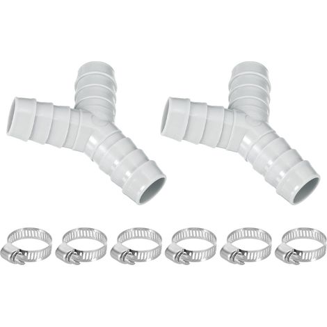Réducteur en Y pour tuyau de lave-linge, 2 adaptateurs pour tuyau d'évacuation de lave-vaisselle, raccord en plastique à trois voies avec 6 colliers de serrage pour salle de bain B