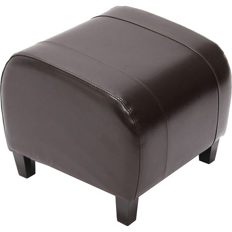 Tabouret pouf cuir EMMEN, 37x45x47cm, marron (1/3)