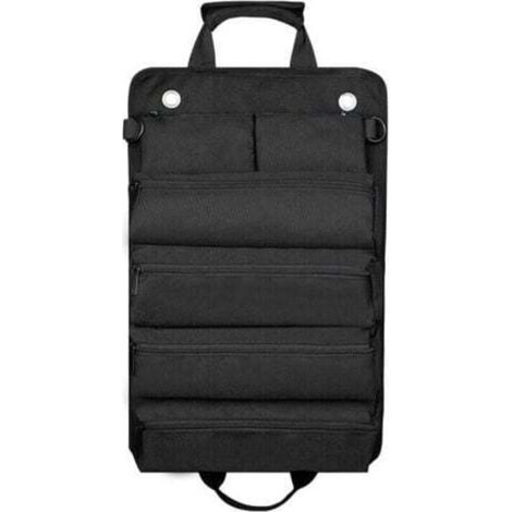 [NON UTILIZZATO] Kit d'électricien, type rouleau, sac d'électricien, sac de rangement, sac suspendu, kit de matériel monté sur voiture-Noir