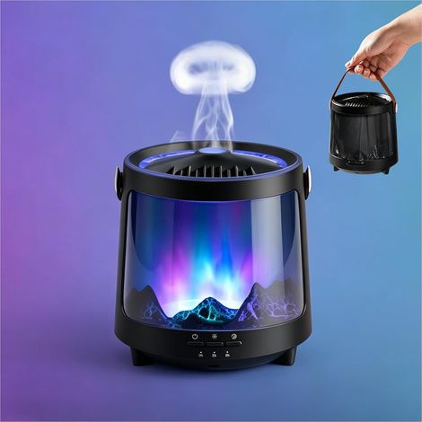 Diffuseur de brume fraîche Jellyfish Aurora Flame 300 ml, humidificateur portable à brume fraîche avec minuterie et arrêt automatique, noir, pour usage domestique (1/5)
