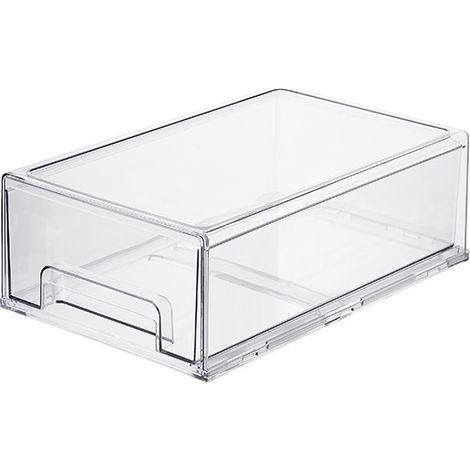 Organizador de cajones de acrílico ClearView: Caja de almacenamiento transparente de gran capacidad para artículos de oficina pequeños y cosméticos – Resistente al polvo, apilable. (1/5)