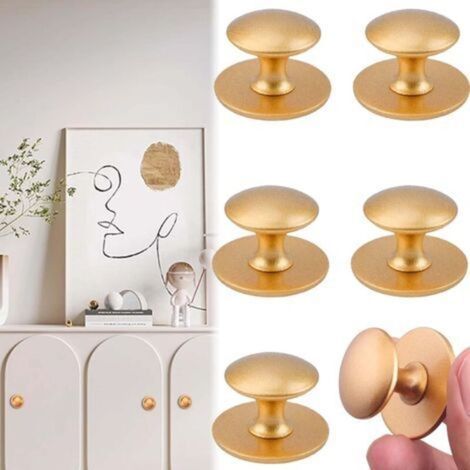 Boutons d’armoire autocollants ronds dorés – 6 pièces en acier inoxydable, sans perçage, pour tiroirs et meubles de cuisine (1/4)