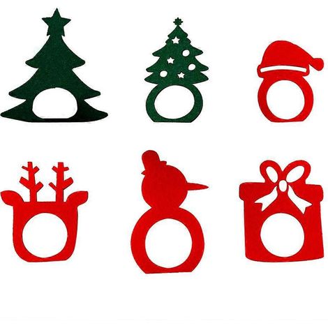 Lot de 6 ronds de serviette en tissu en forme d'éléments de Noël, pour une table dressée lors d'occasions décontractées ou formelles.-M