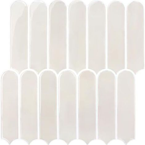Carrelage adhésif plus épais pour cuisine et salle de bain, couleur crème, style métro, autocollant mural (10 pièces, 30,5 x 30,5 cm) (1/5)