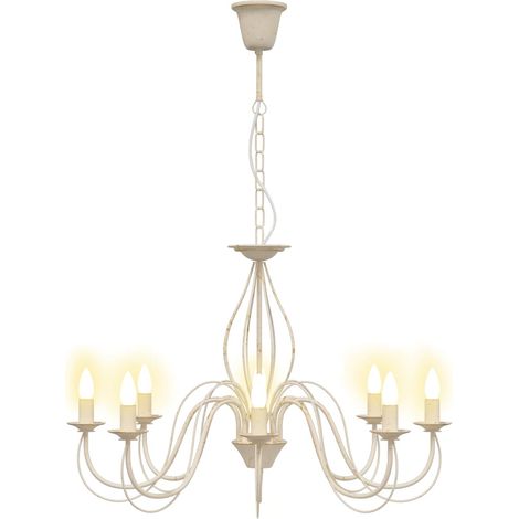 Lampadario regolabile E14 Metallo Bianco Antico Ø 78 x 101 cm vidaXL (1/5)