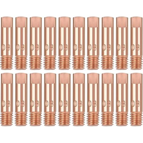 20 Stück M6 x 25 mm Kupfer-Kontaktdüsen (0,8 mm) für MIG/MAG-15AK-Schweißbrenner (Verschleißzubehör) (1/5)