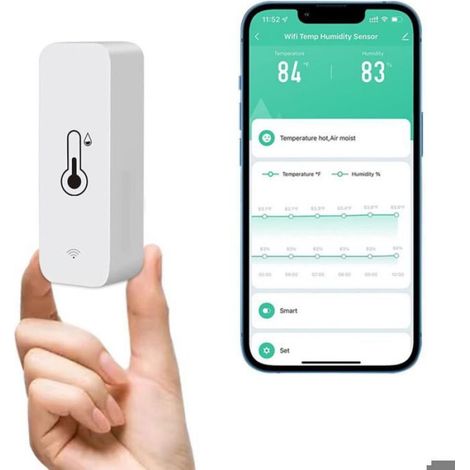 Capteur Hygromètre Thermomètre Wifi - Plage Température -20 À 60 °C - Précision ±1 °C Et ±5 % RH - Pour Maison Bureau Serre Vivarium - 1 Pièce (1/5)