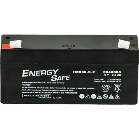 Batterie VRLA AGM au plomb Energy Safe Series 6 V 3,2 Ah C20 (F1)