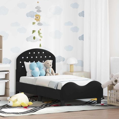 Kinderbettgestell mit Kopfteil Schwarz 70 x 140 cm Samt