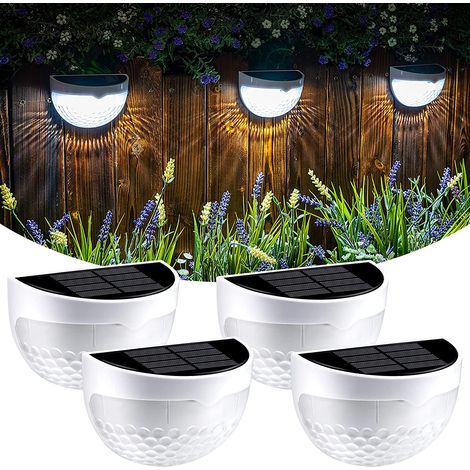 Lampes solaires pour poteaux de clôture, lampes de terrasse extérieures étanches pour clôture, terrasse, escaliers, poteaux et murs (paquet de 4)-AquaForge